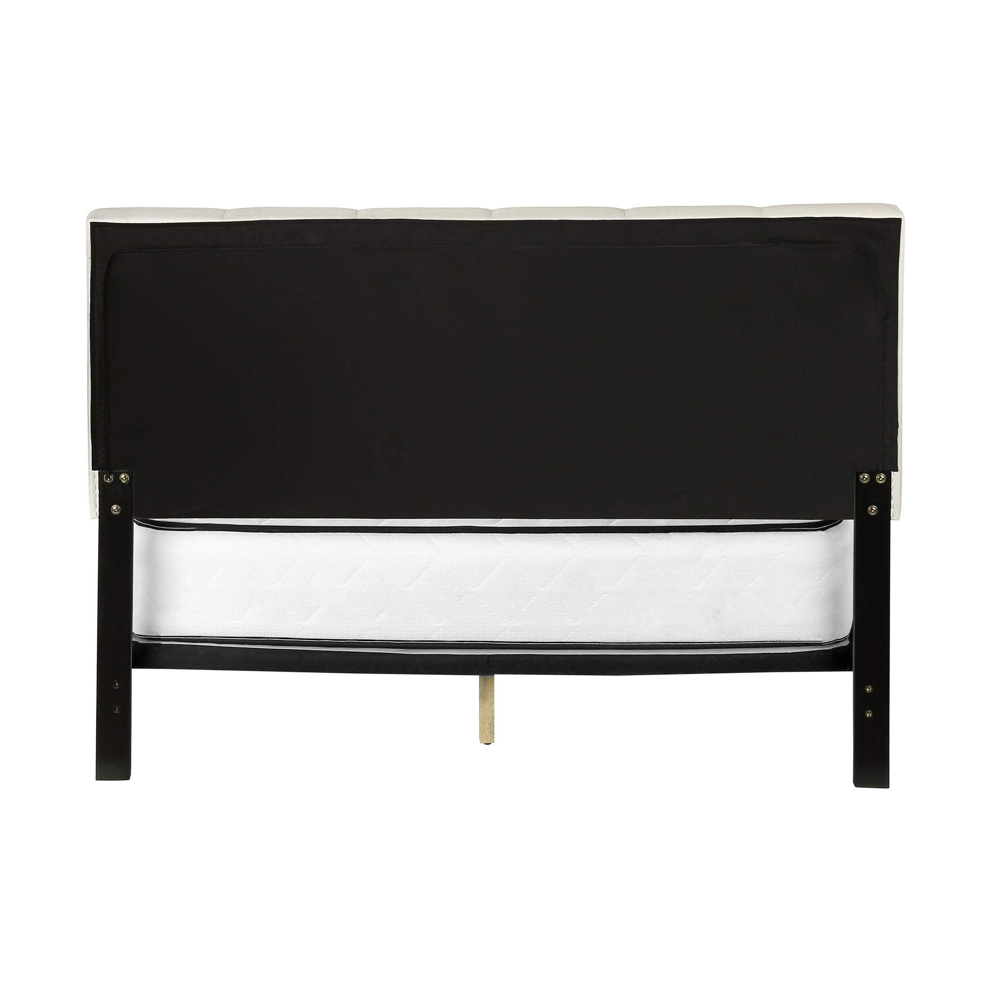 Queen Platform Bed Frame with Grey Linen Upholstery-Bed-DECOROLALA