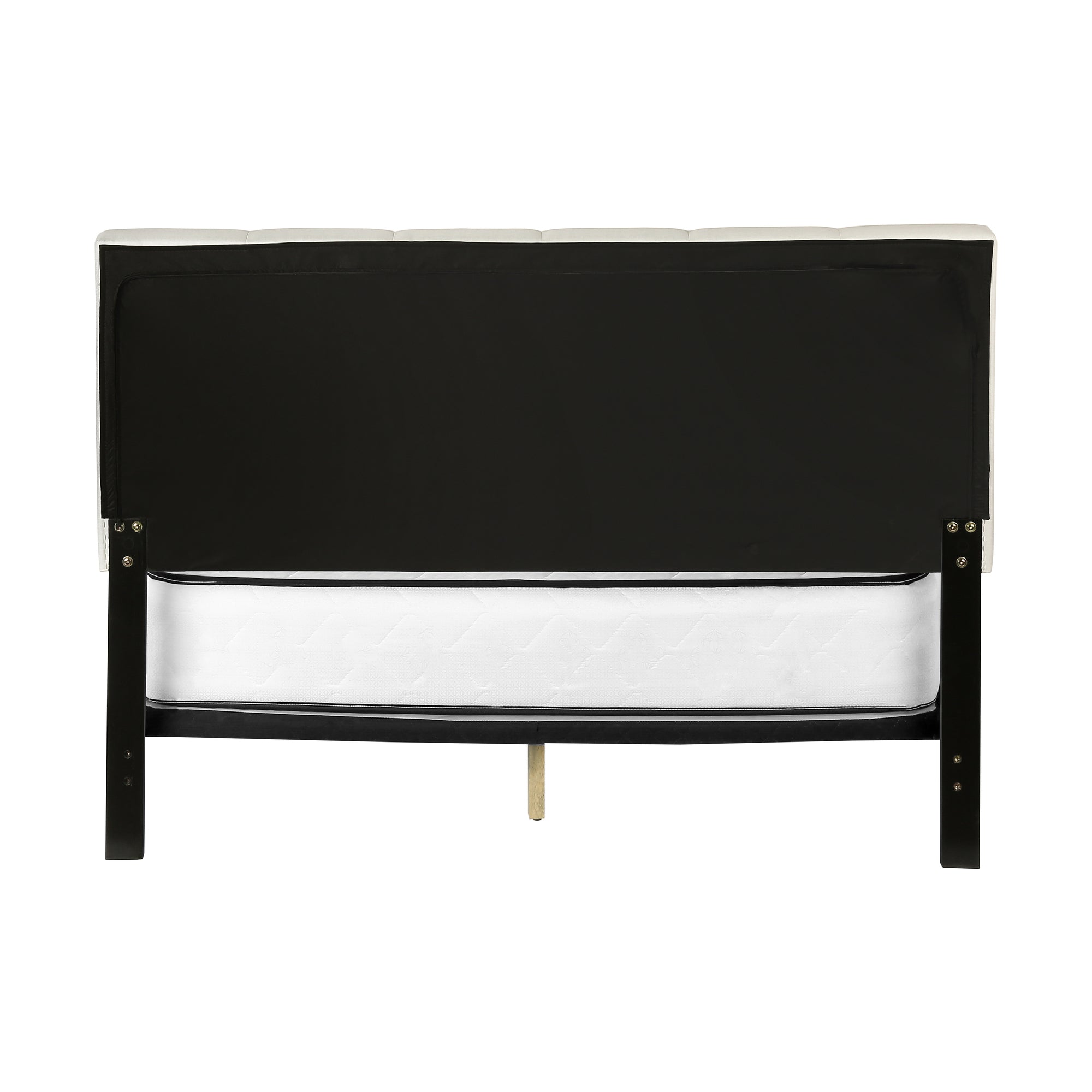 Queen Platform Bed Frame with Grey Linen Upholstery-Bed-DECOROLALA