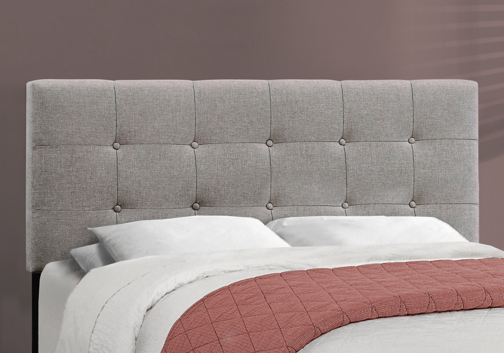 Queen Platform Bed Frame with Grey Linen Upholstery-Bed-DECOROLALA