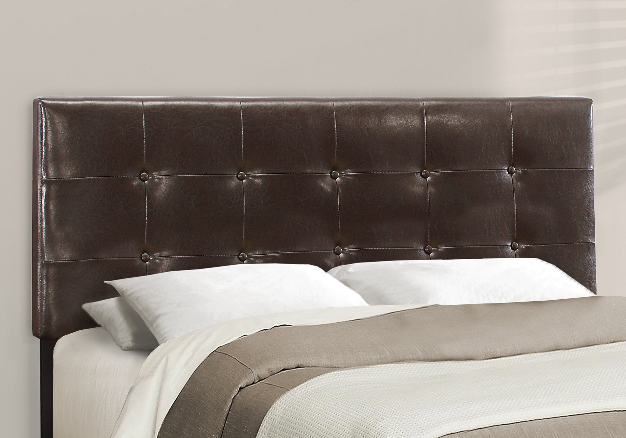 Queen Platform Bed Frame with Grey Linen Upholstery-Bed-DECOROLALA