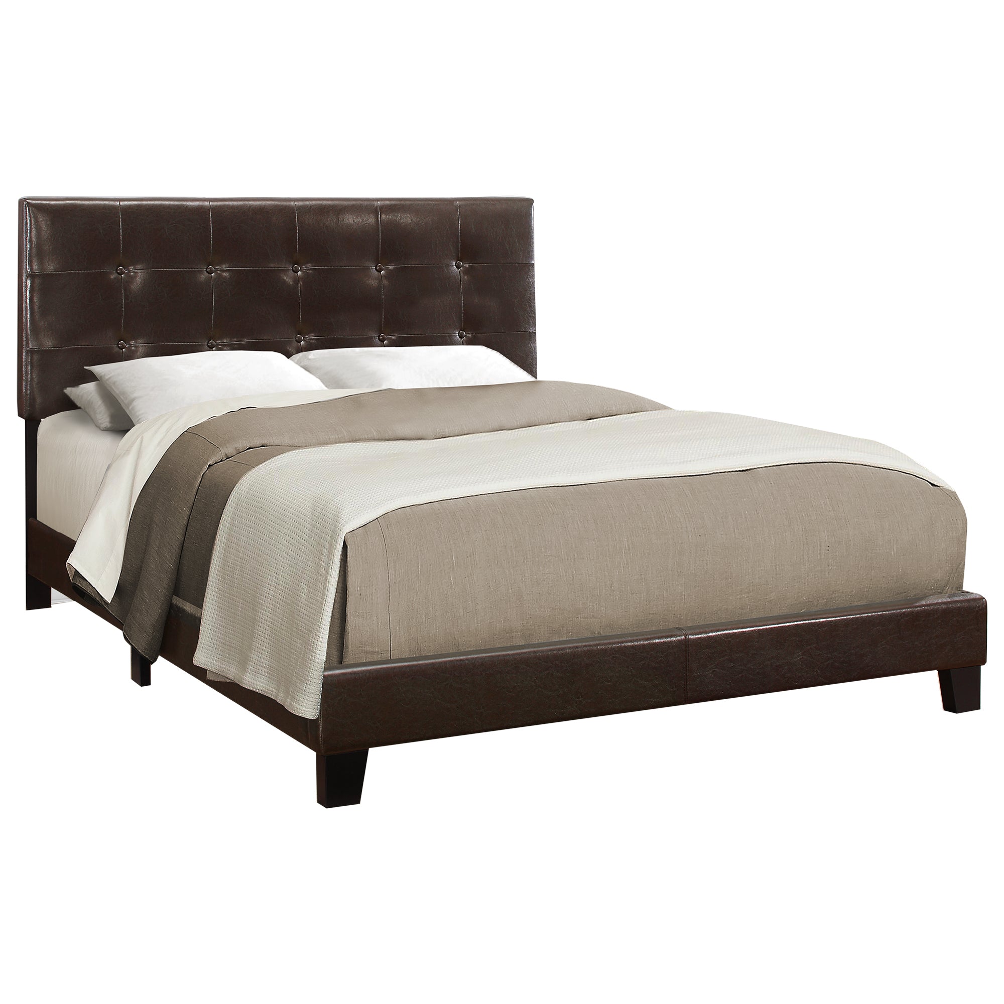 Queen Platform Bed Frame with Grey Linen Upholstery-Bed-DECOROLALA
