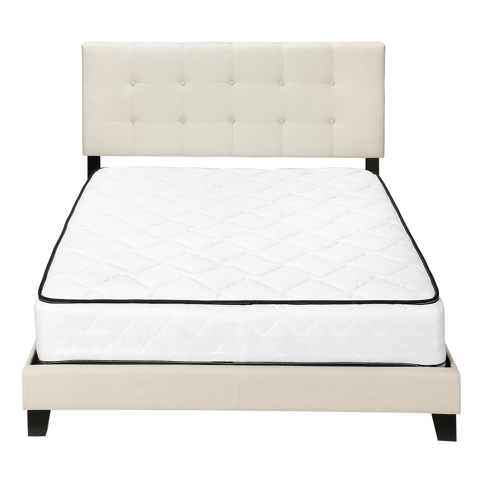 Queen Platform Bed Frame with Grey Linen Upholstery-Bed-DECOROLALA