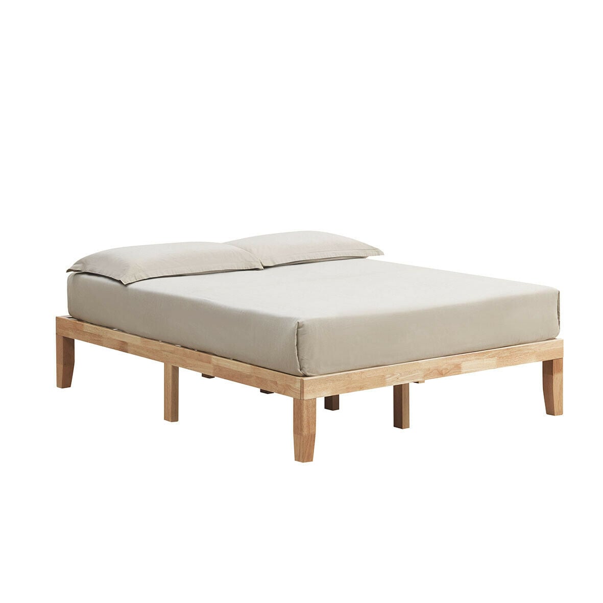 Queen Size 14 Inch Wooden Bed Mattress Frame-Natural-Simple Bed Frame-DECOROLALA