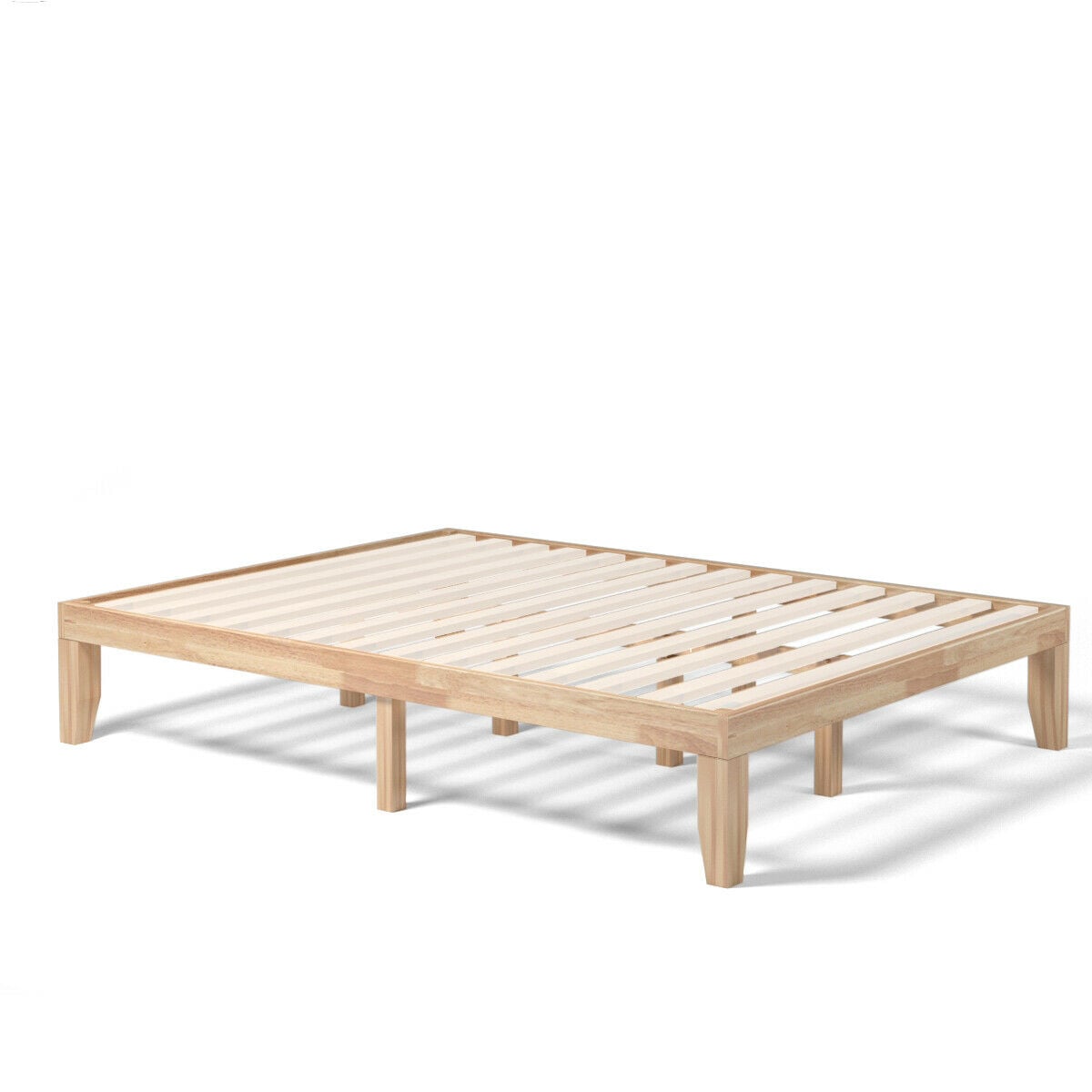 Queen Size 14 Inch Wooden Bed Mattress Frame-Natural-Simple Bed Frame-DECOROLALA