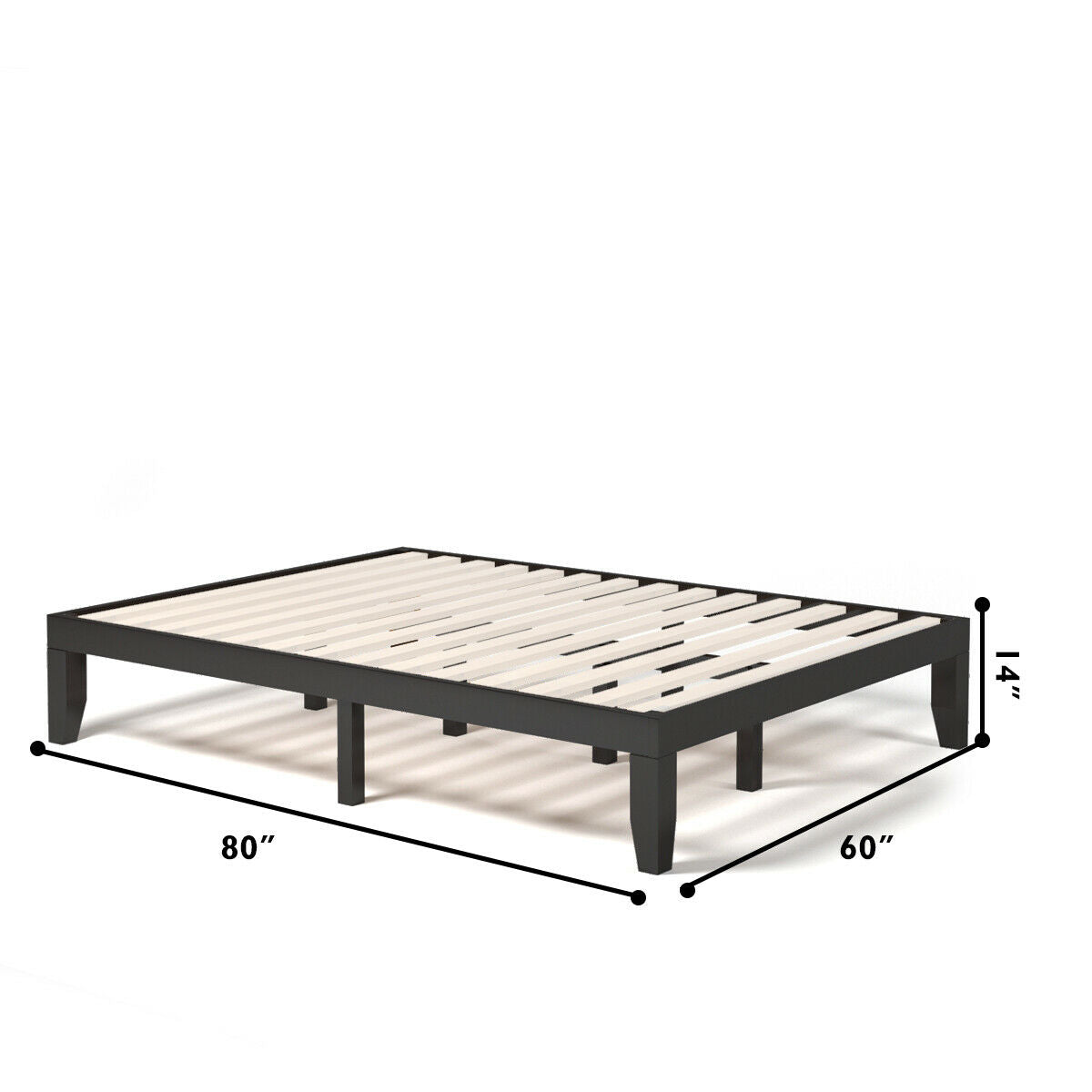 Queen Size 14 Inch Wooden Bed Mattress Frame-Simple Bed Frame-DECOROLALA