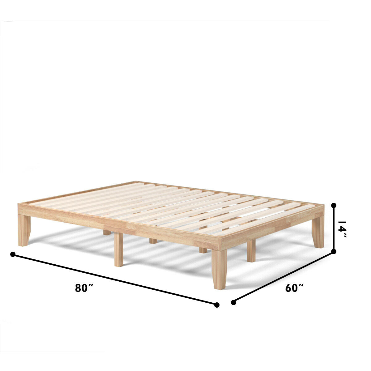 Queen Size 14 Inch Wooden Bed Mattress Frame-Simple Bed Frame-DECOROLALA