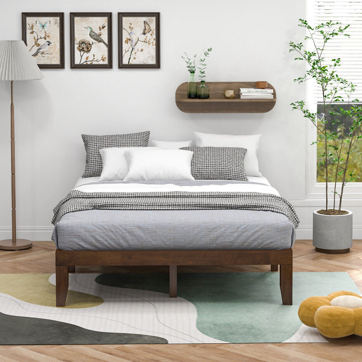 Queen Size 14 Inch Wooden Bed Mattress Frame-Simple Bed Frame-DECOROLALA