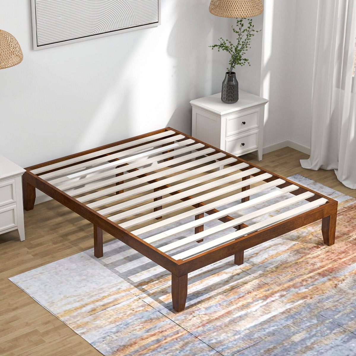 Queen Size 14 Inch Wooden Bed Mattress Frame-Simple Bed Frame-DECOROLALA