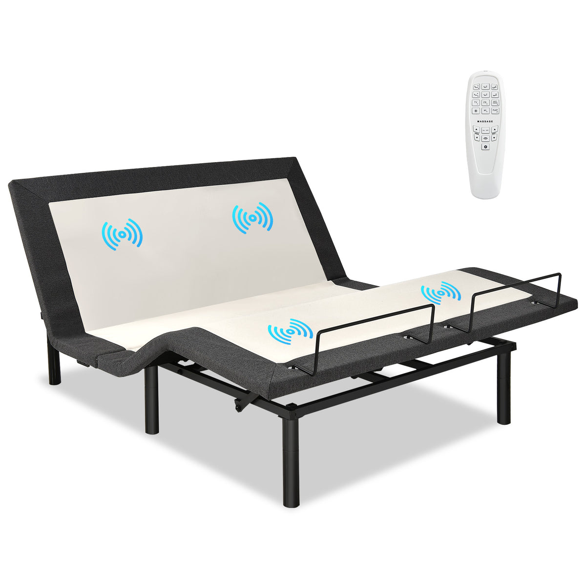 Queen Size Adjustable Bed Base Electric Bed Frame with Massage Modes-Simple Bed Frame-DECOROLALA