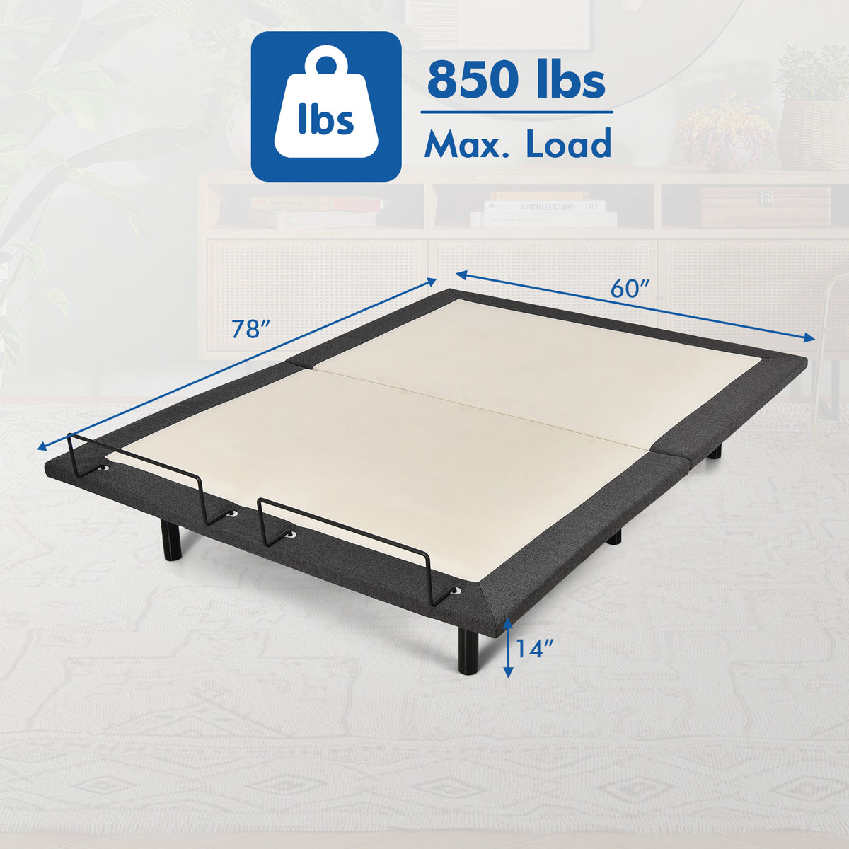 Queen Size Adjustable Bed Base Electric Bed Frame with Massage Modes-Simple Bed Frame-DECOROLALA