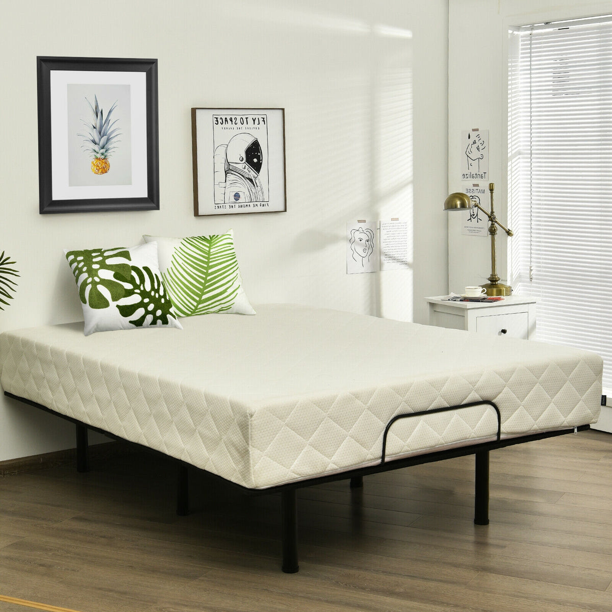 Queen Size Adjustable Bed Base Frame with Wireless Remote Control-Simple Bed Frame-DECOROLALA