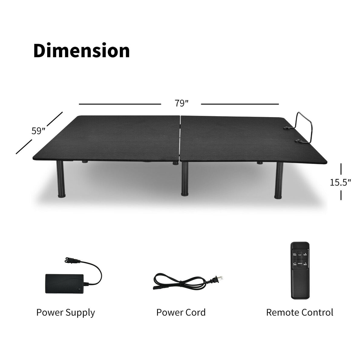 Queen Size Adjustable Bed Base Frame with Wireless Remote Control-Simple Bed Frame-DECOROLALA