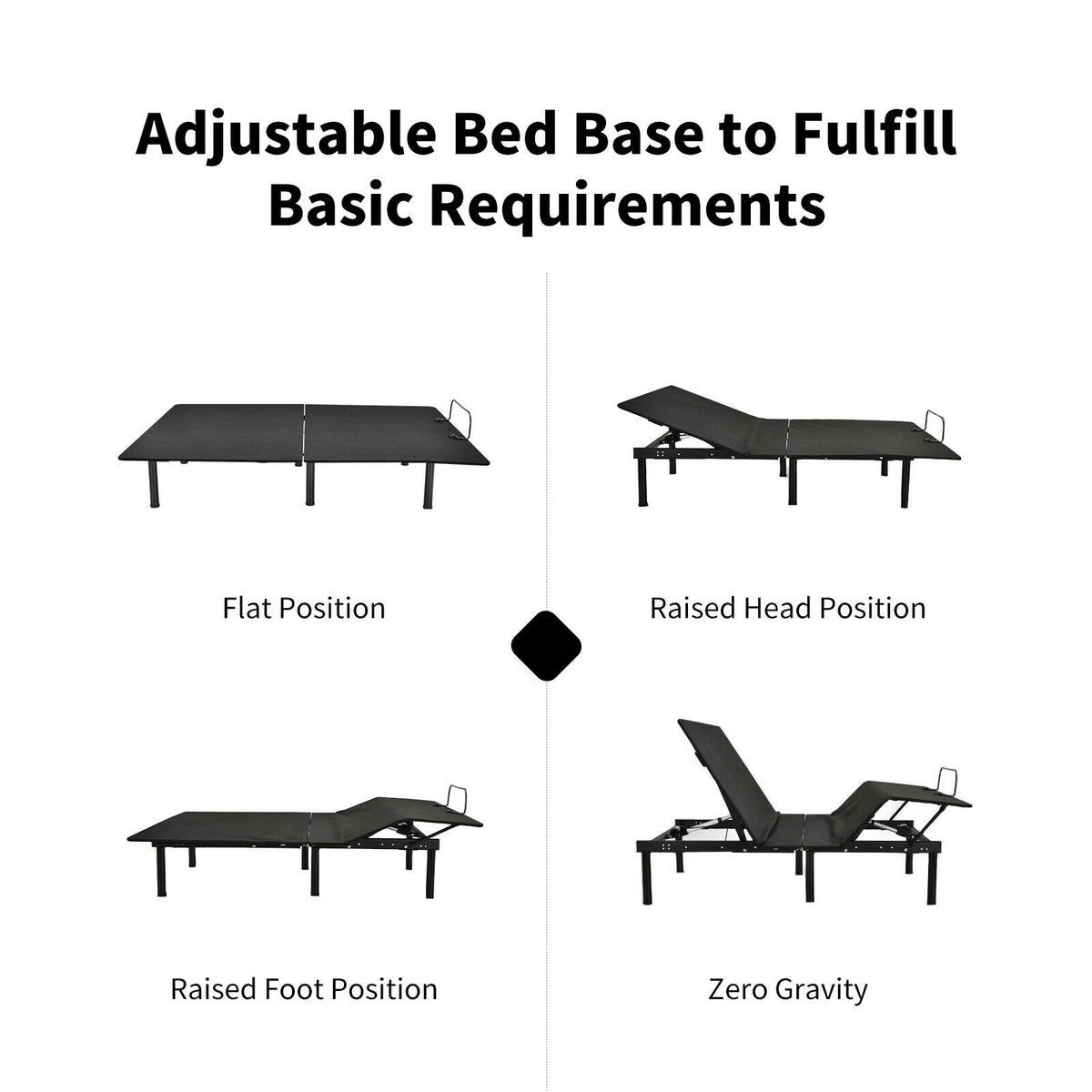 Queen Size Adjustable Bed Base Frame with Wireless Remote Control-Simple Bed Frame-DECOROLALA