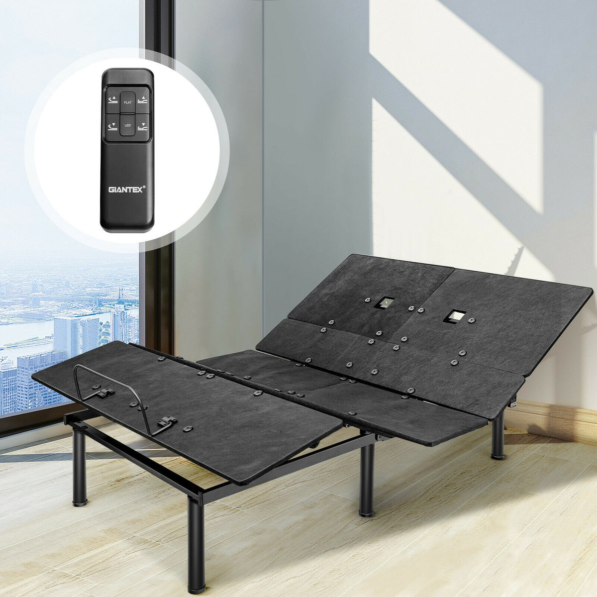 Queen Size Adjustable Bed Base with Head and Foot Incline-Simple Bed Frame-DECOROLALA