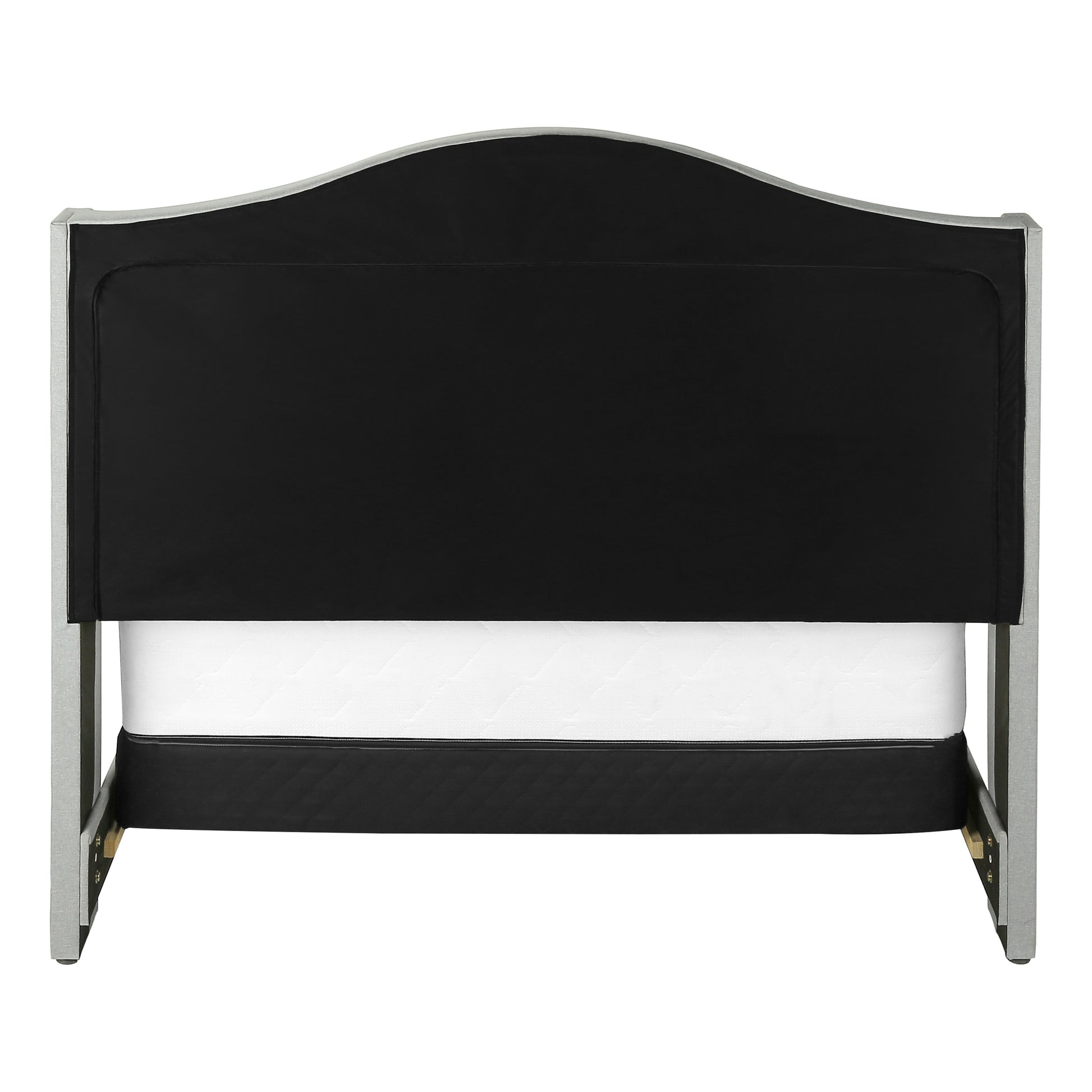 Queen Size Bed Frame Grey Linen Chrome Nailhead Trim-Bed-DECOROLALA