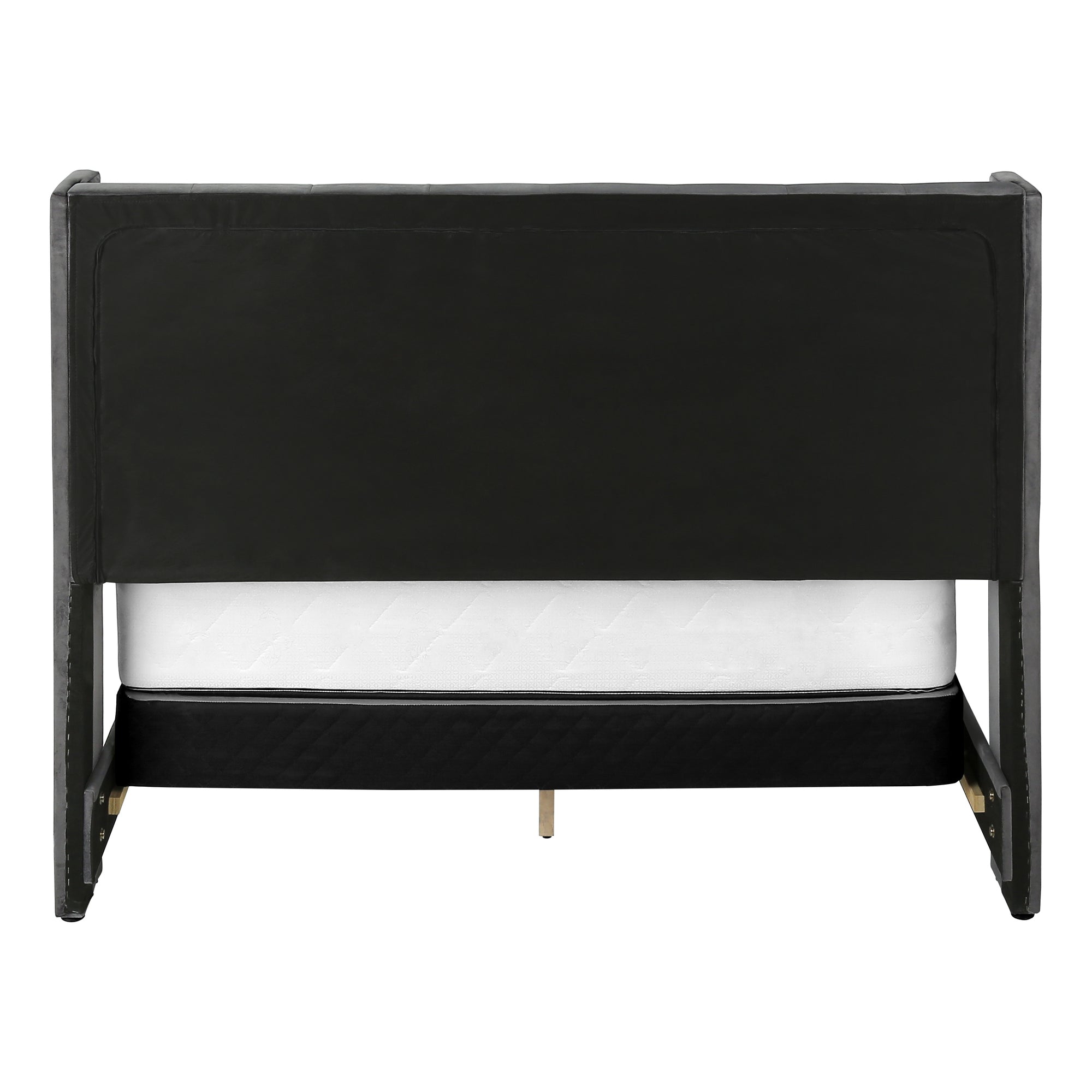 Queen Size Bed Frame Grey Linen Wingback Headboard-Bed-DECOROLALA