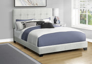 Queen Size Bed Frame, Light Grey Boucle Upholstered-Bed-DECOROLALA