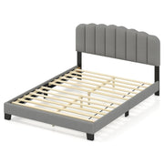 Queen Size Bed Frame with Adjustable Scalloped Tufted Headboard-Queen Size-Simple Bed Frame-DECOROLALA