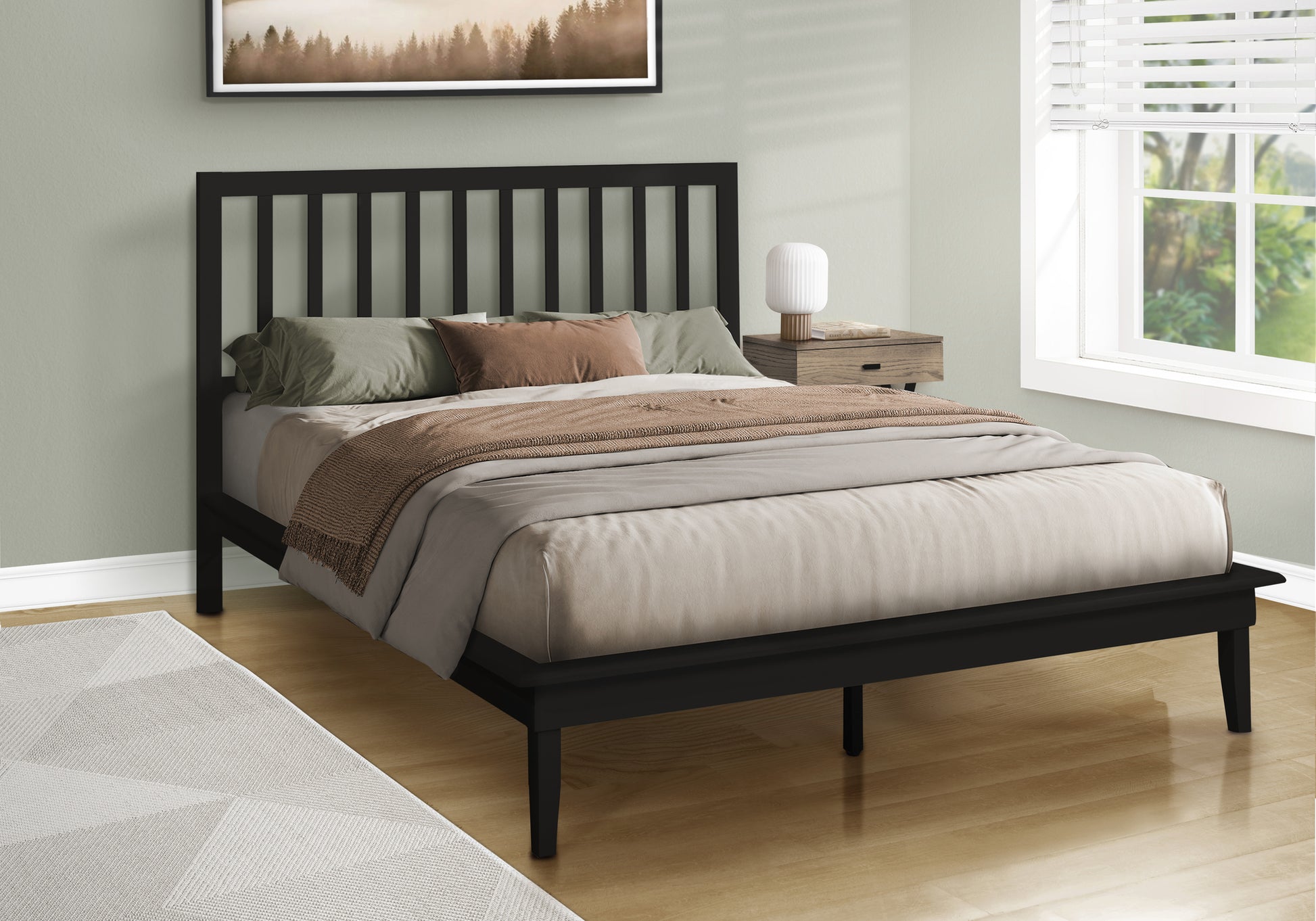 Queen Size Black Platform Bed Frame-Bed-DECOROLALA