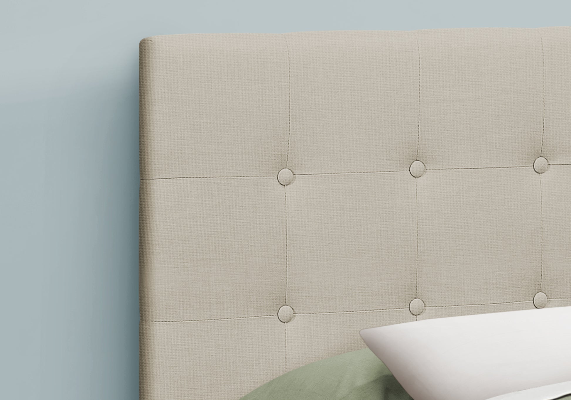 Queen Size Brown Leather-Look Button-Tufted Headboard-Bed-DECOROLALA