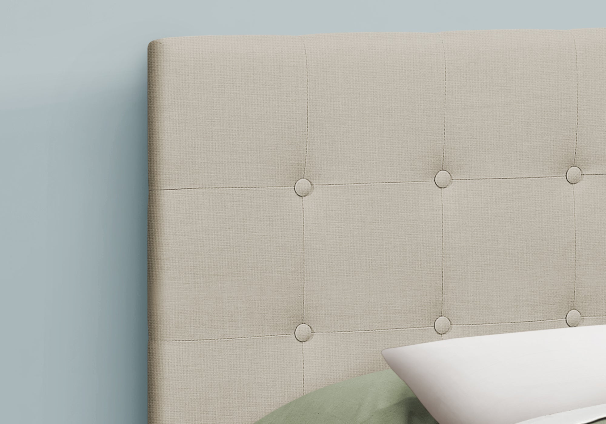 Queen Size Brown Leather-Look Button-Tufted Headboard-Bed-DECOROLALA
