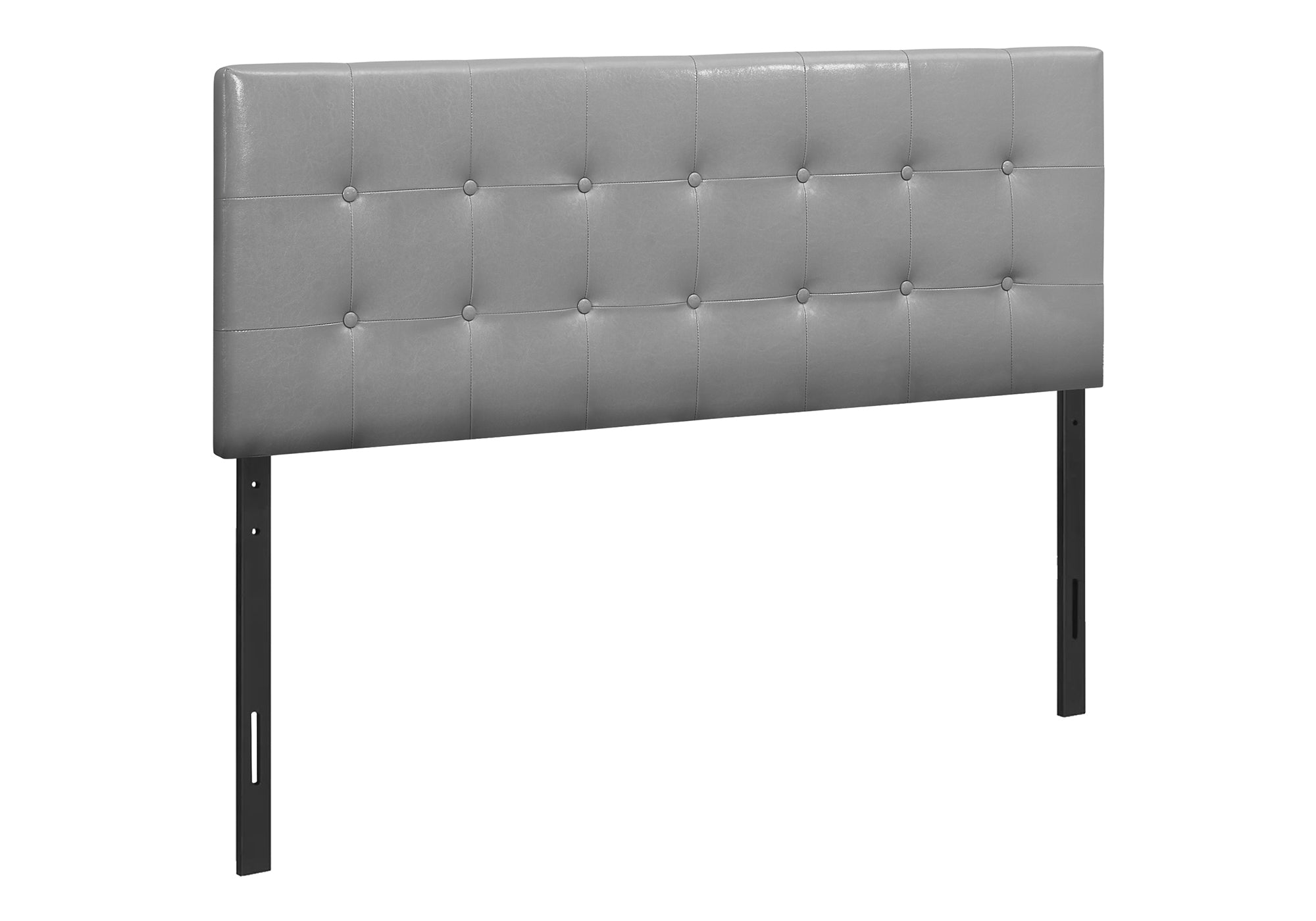 Queen Size Brown Leather-Look Button-Tufted Headboard-Bed-DECOROLALA