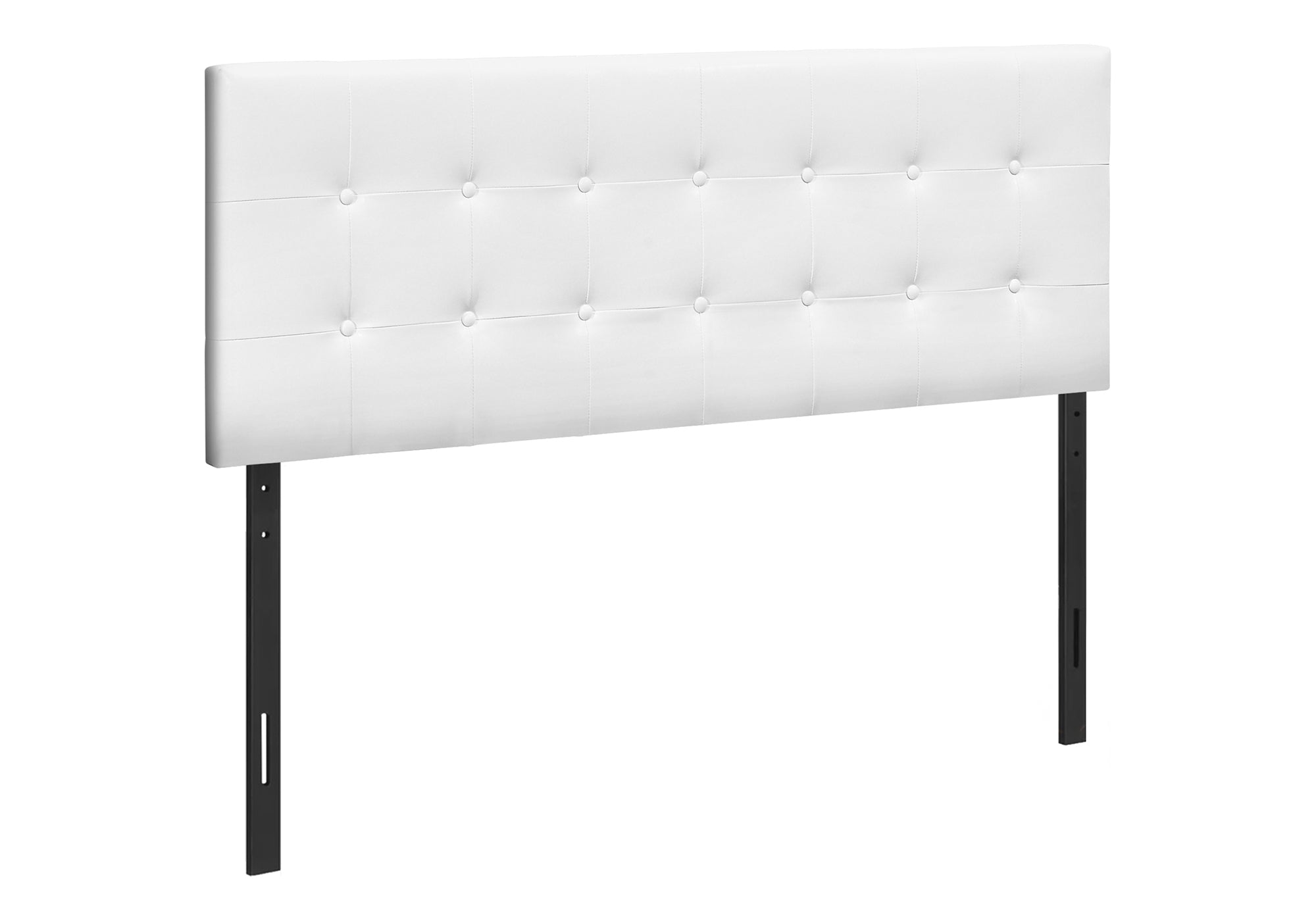 Queen Size Brown Leather-Look Button-Tufted Headboard-Bed-DECOROLALA