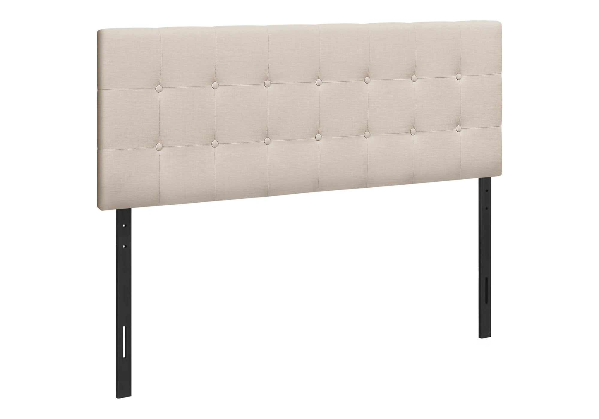 Queen Size Brown Leather-Look Button-Tufted Headboard-Bed-DECOROLALA