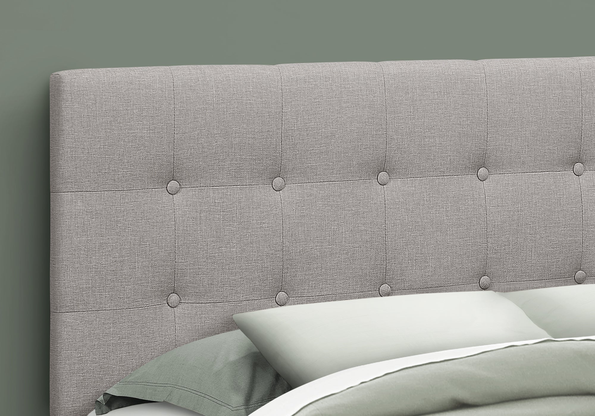 Queen Size Brown Leather-Look Button-Tufted Headboard-Bed-DECOROLALA
