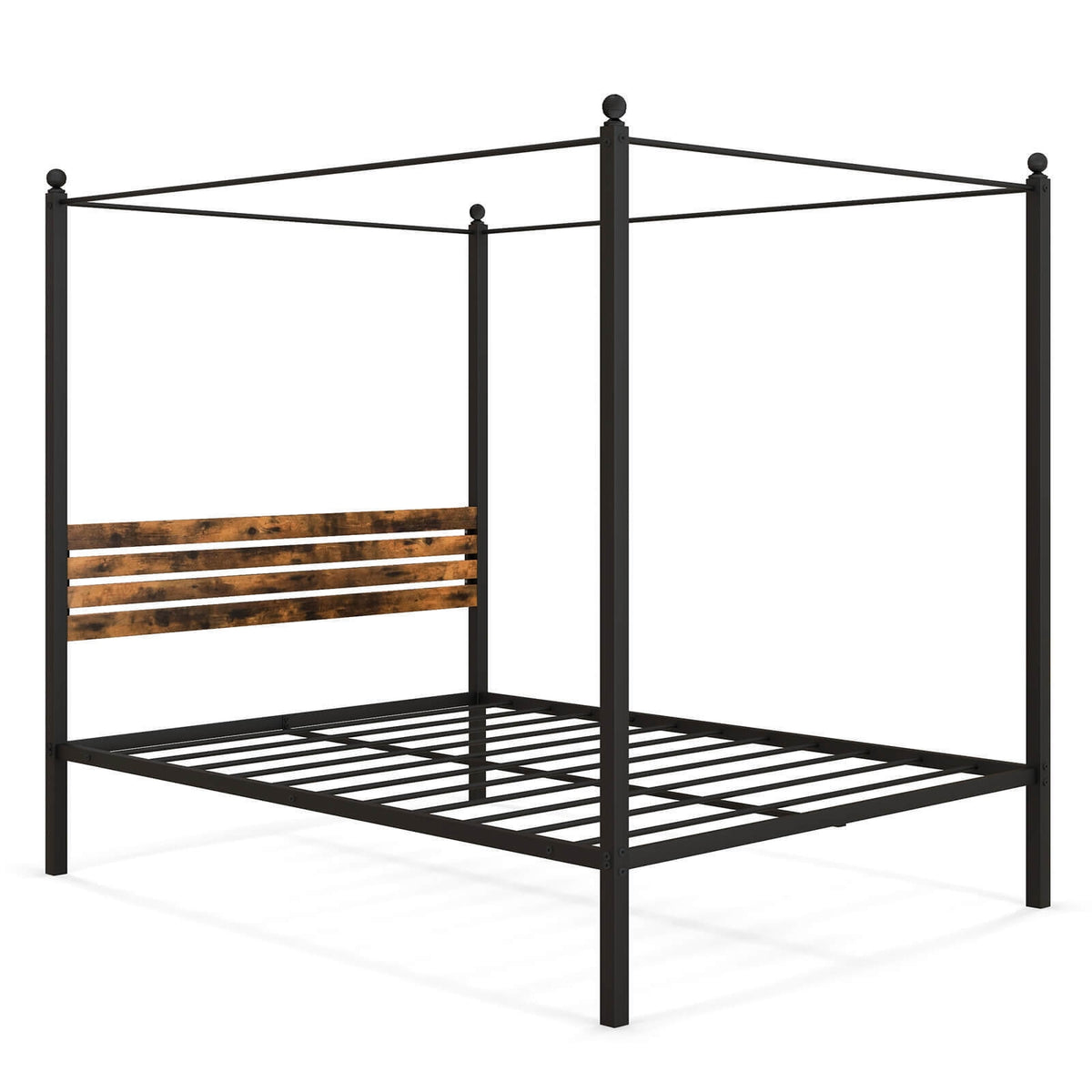 Queen Size Canopy Bed Frame with Under Bed Storage-Queen Size-Simple Bed Frame-DECOROLALA