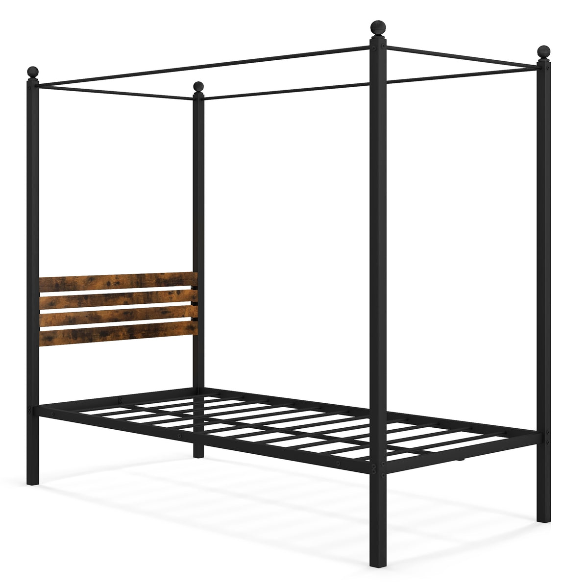Queen Size Canopy Bed Frame with Under Bed Storage-Twin Size-Simple Bed Frame-DECOROLALA