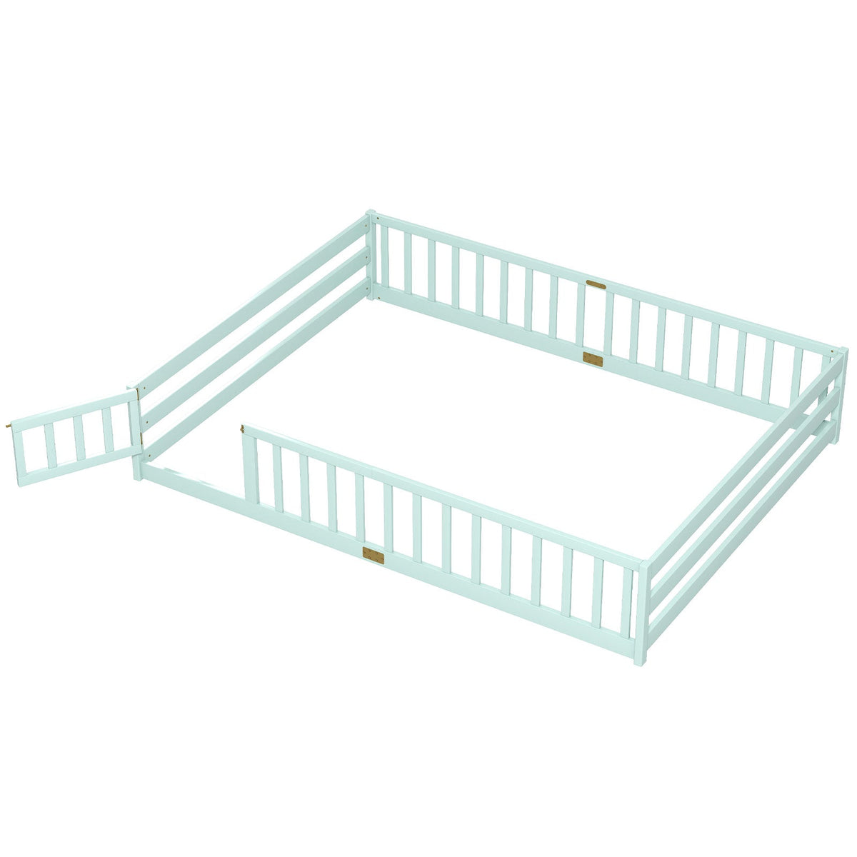 Queen Size Floor Bed Kids Montessori Bed Frame with Full Length Safety Guardrails-Simple Bed Frame-DECOROLALA