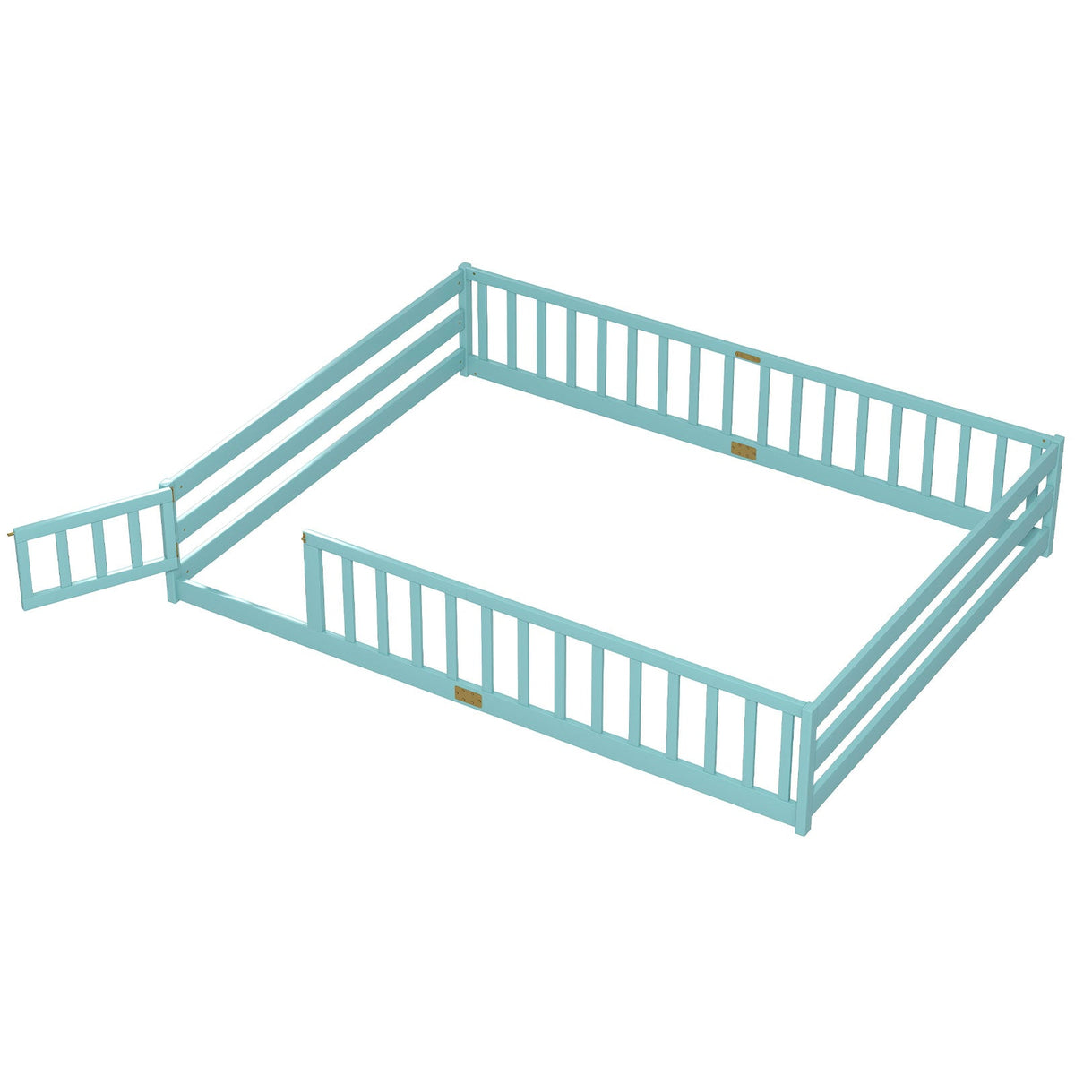 Queen Size Floor Bed Kids Montessori Bed Frame with Full Length Safety Guardrails-Simple Bed Frame-DECOROLALA