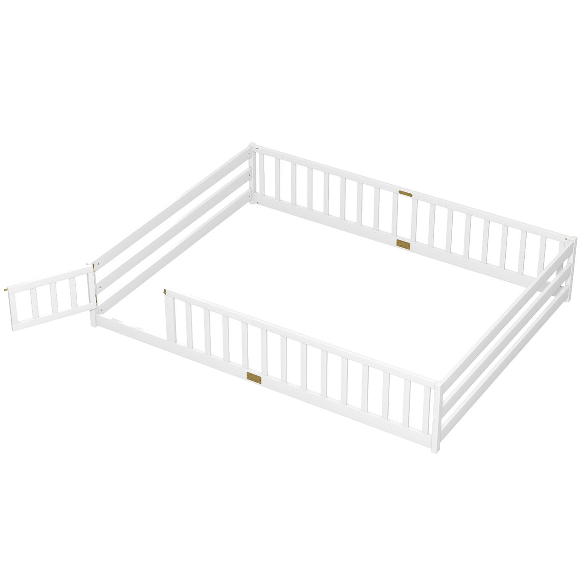 Queen Size Floor Bed Kids Montessori Bed Frame with Full Length Safety Guardrails-Simple Bed Frame-DECOROLALA
