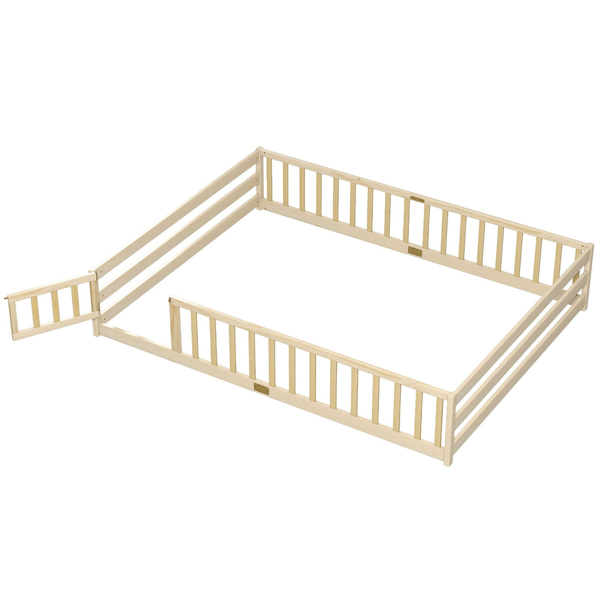 Queen Size Floor Bed Kids Montessori Bed Frame with Full Length Safety Guardrails-Simple Bed Frame-DECOROLALA