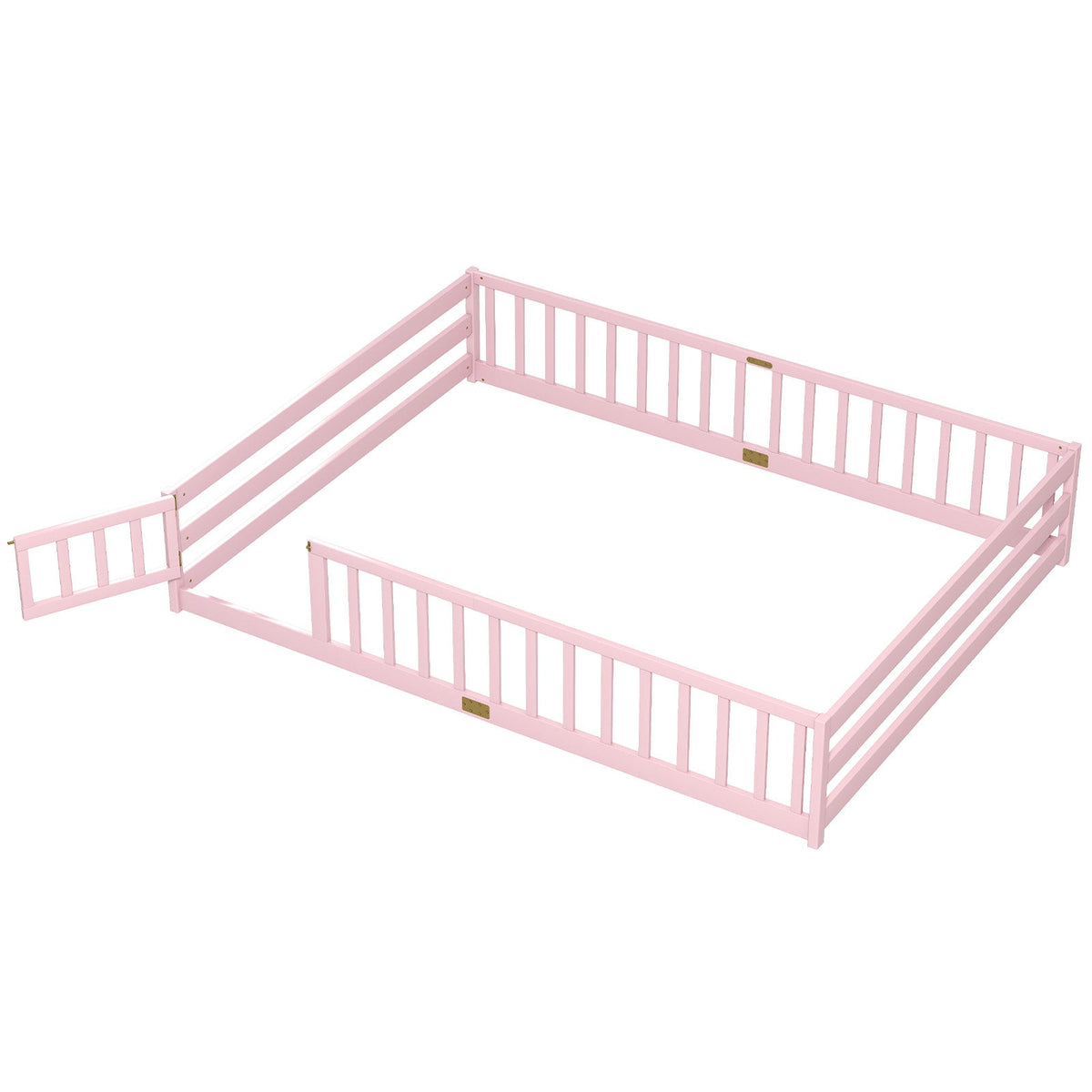 Queen Size Floor Bed Kids Montessori Bed Frame with Full Length Safety Guardrails-Simple Bed Frame-DECOROLALA