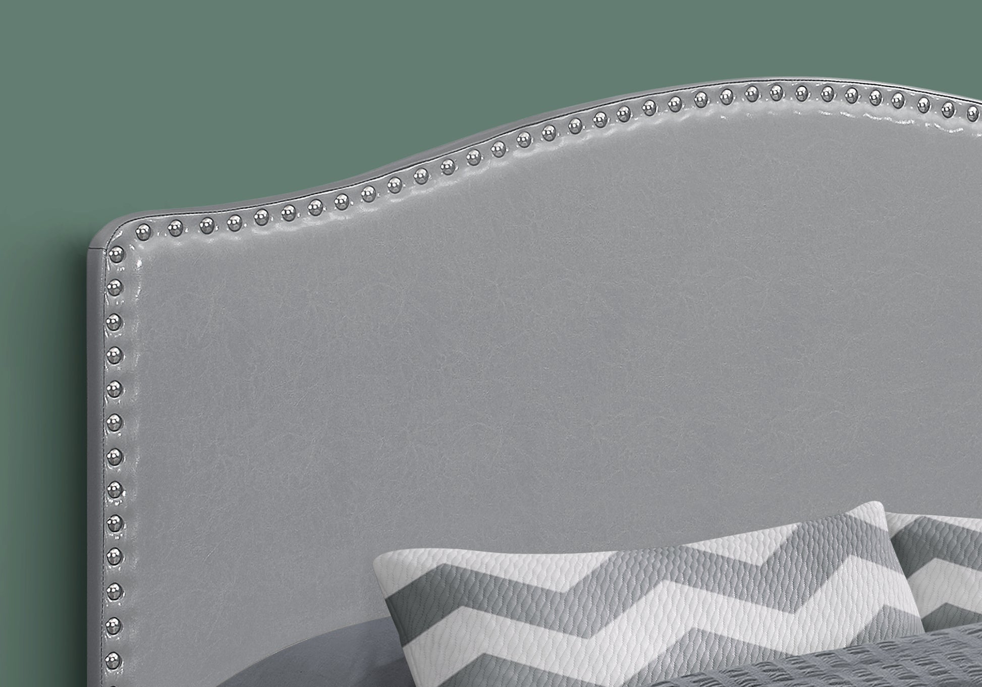 Queen Size Grey Leather-Look Upholstered Headboard-Bed-DECOROLALA