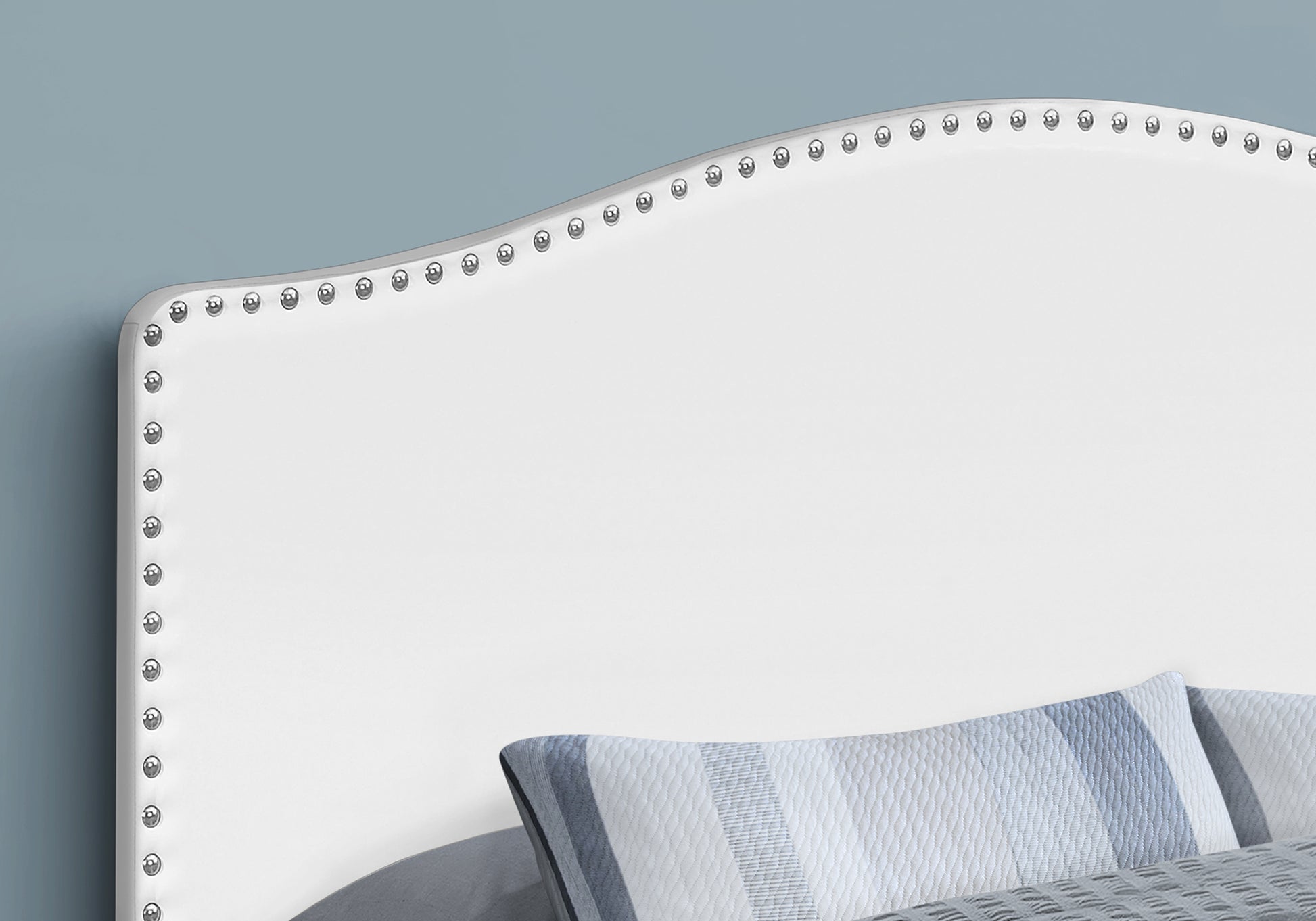 Queen Size Grey Leather-Look Upholstered Headboard-Bed-DECOROLALA