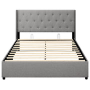 Queen Size Lift-up Storage Bed Modern Linen Upholstered Platform Bed-Gray-Simple Bed Frame-DECOROLALA