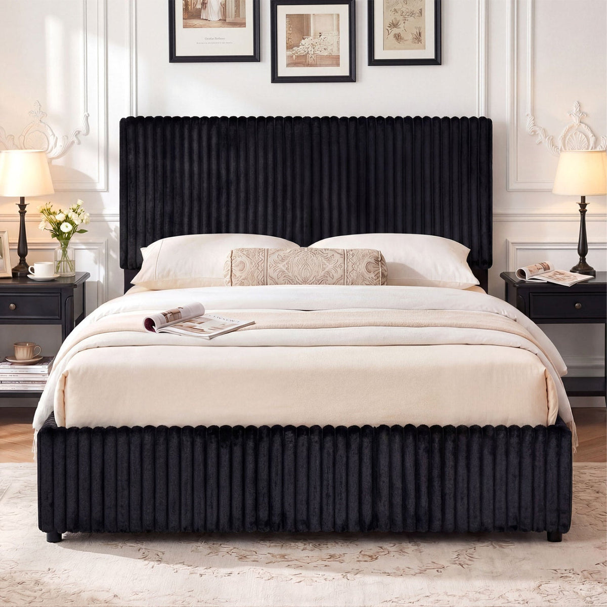 Queen Size Lift-up Storage Bed with Wooden Slat Support-Simple Bed Frame-DECOROLALA