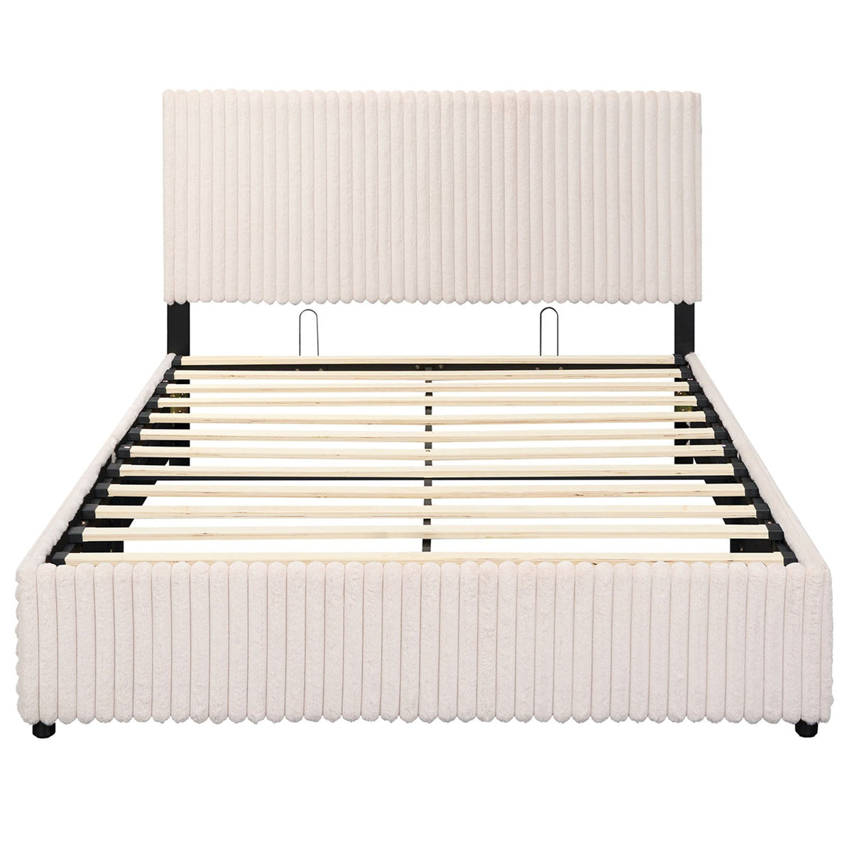 Queen Size Lift-up Storage Bed with Wooden Slat Support-Simple Bed Frame-DECOROLALA