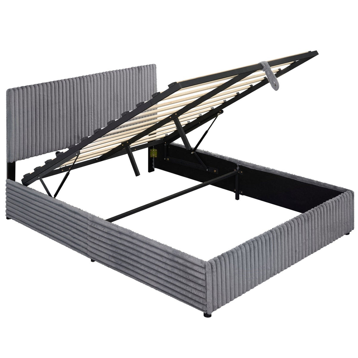 Queen Size Lift-up Storage Bed with Wooden Slat Support-Simple Bed Frame-DECOROLALA