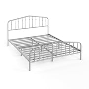 Queen Size Metal Bed Frame Platform Headboard and Footboard with Storage-Silver-Simple Bed Frame-DECOROLALA