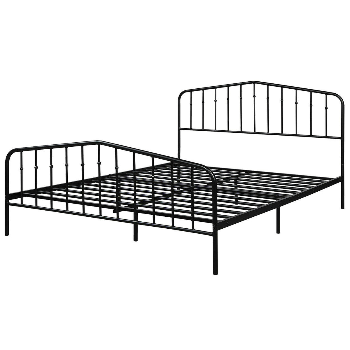 Queen Size Metal Bed Frame Steel Slat Platform-Simple Bed Frame-DECOROLALA
