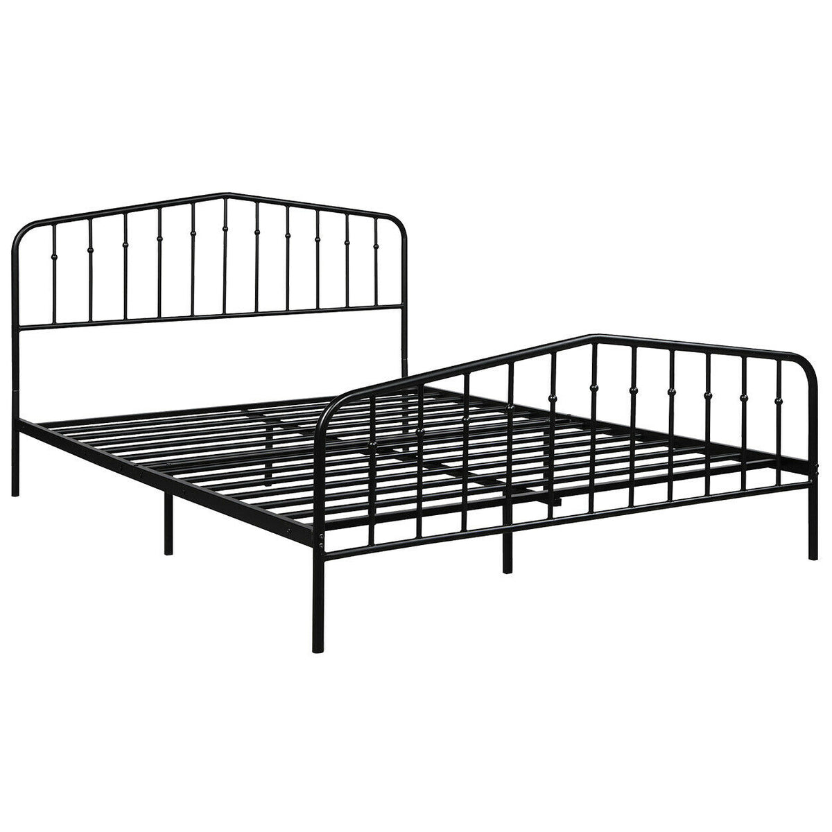 Queen Size Metal Bed Frame Steel Slat Platform-Simple Bed Frame-DECOROLALA