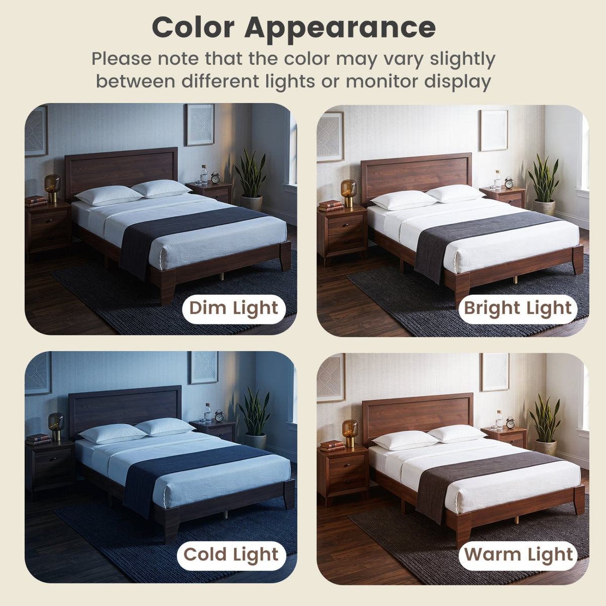 Queen Size Modern Bed Frame with Headboard-Simple Bed Frame-DECOROLALA