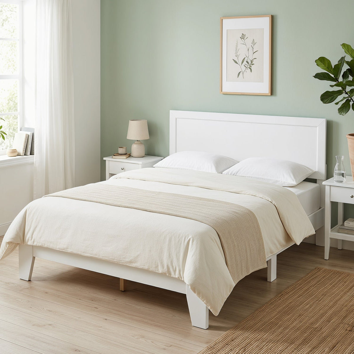 Queen Size Modern Bed Frame with Headboard-Simple Bed Frame-DECOROLALA