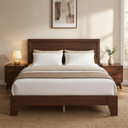 Queen Size Modern Platform Bed Frame with Headboard - Engineered Wood-Simple Bed Frame-DECOROLALA
