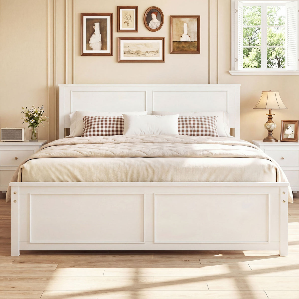 Queen Size Platform Bed Frame with Headboard-Simple Bed Frame-DECOROLALA