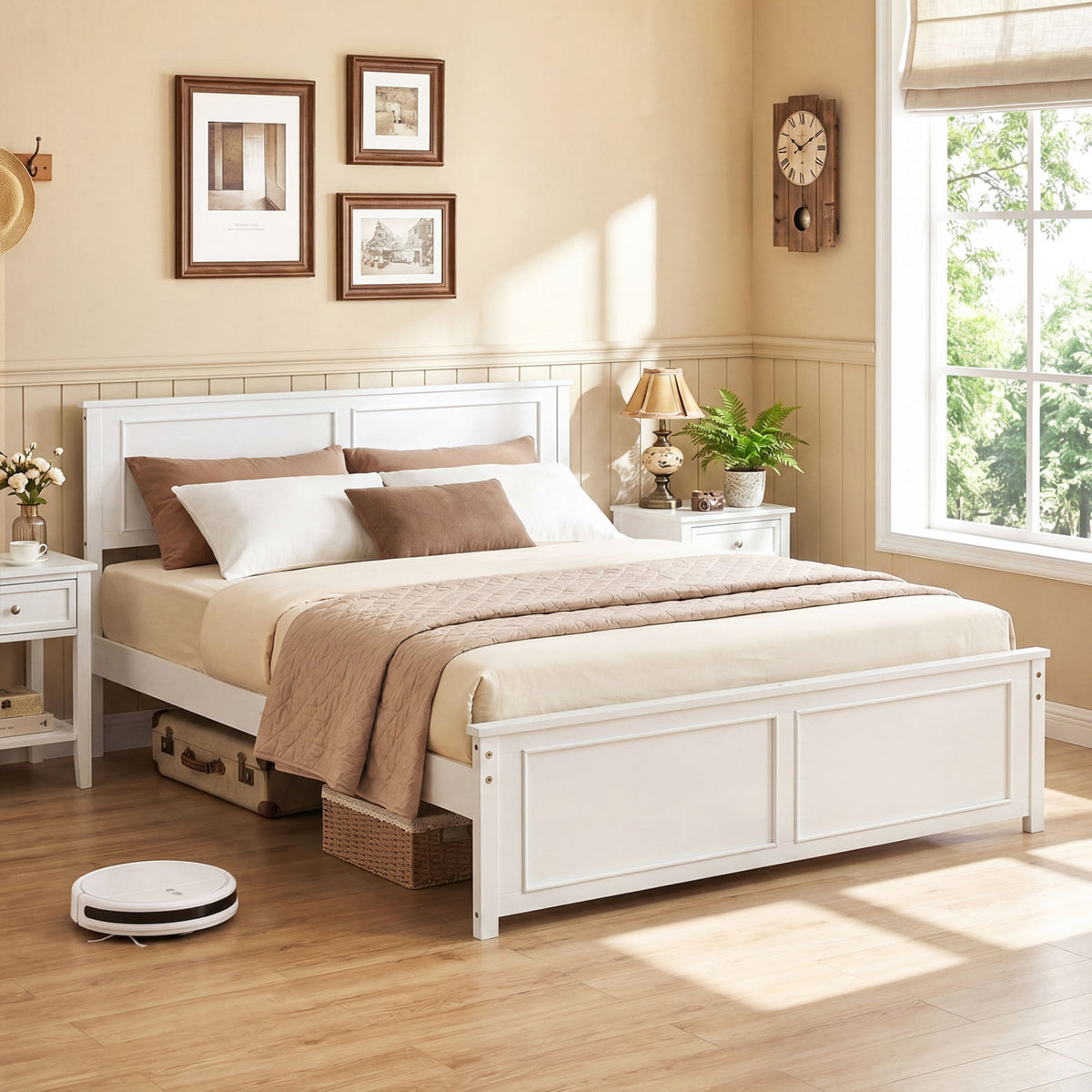 Queen Size Platform Bed Frame with Headboard-Simple Bed Frame-DECOROLALA